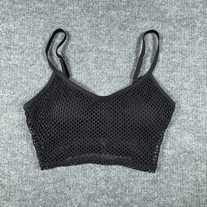 Robin Piccone Pua Lingerie Cami‎ Swim Top Womens Medium Black Scoop Neck Fishnet